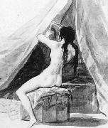 Francisco de goya y Lucientes Nude Woman Holding a Mirror Sweden oil painting artist